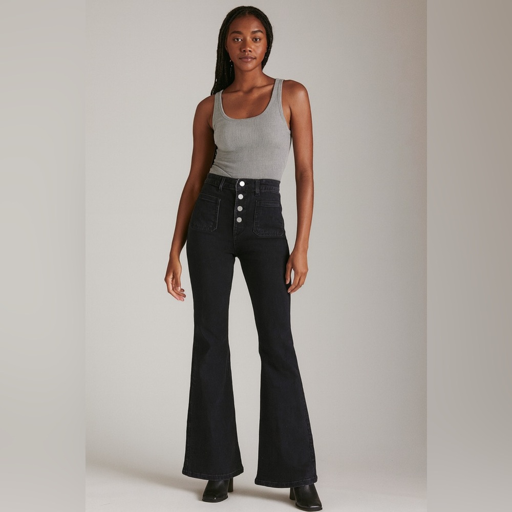 Zara| Black Hi Rise Flare Jeans